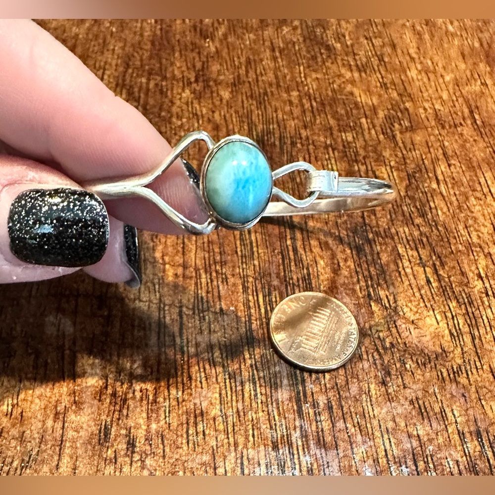 Sterling Silver and Larimar Bracelet - Picture 2 of 5